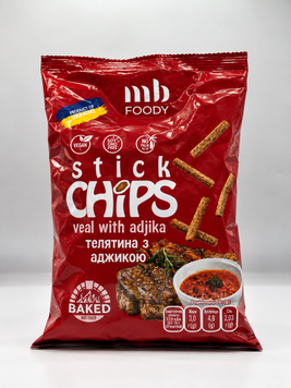Baget CHIPS телятина с аджикой, натуральные сухарики пшеничные, питательный перекус на завтрак или обед 55 г 00-00001608 фото